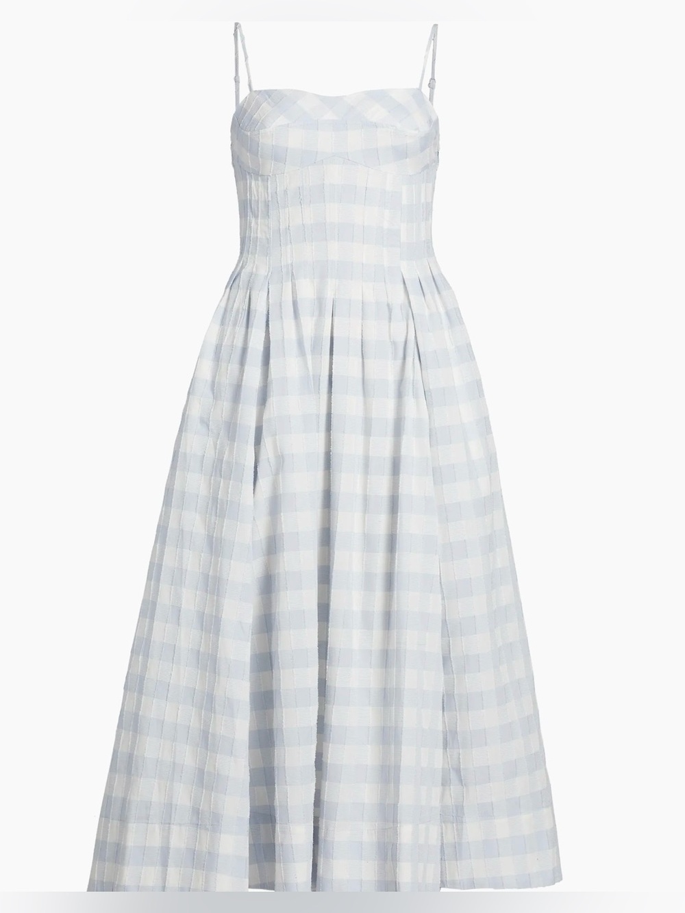 SIMKHAI Kittiya Gingham Midi Dress Periwinkle Sky Azure Nantucket Blue Size 10